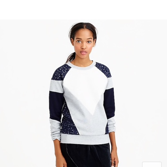 J. Crew Tops - J Crew Paneled Lace Sweatshirt